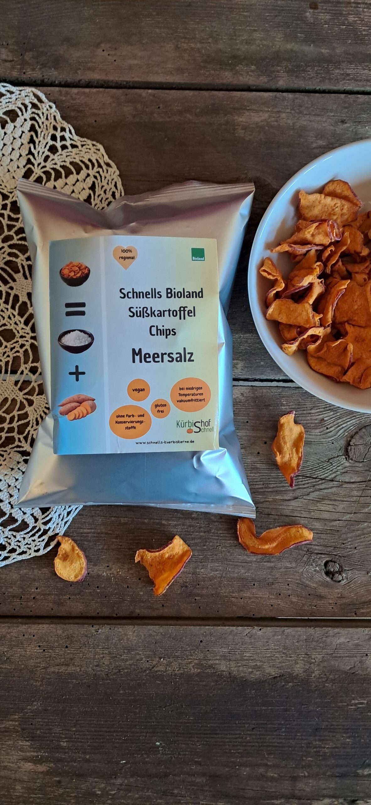 Bioland-Süßkartoffelchips Meersalz | Schnell’s Kürbiskerne GbR Süßkartoffelchips Meersalz